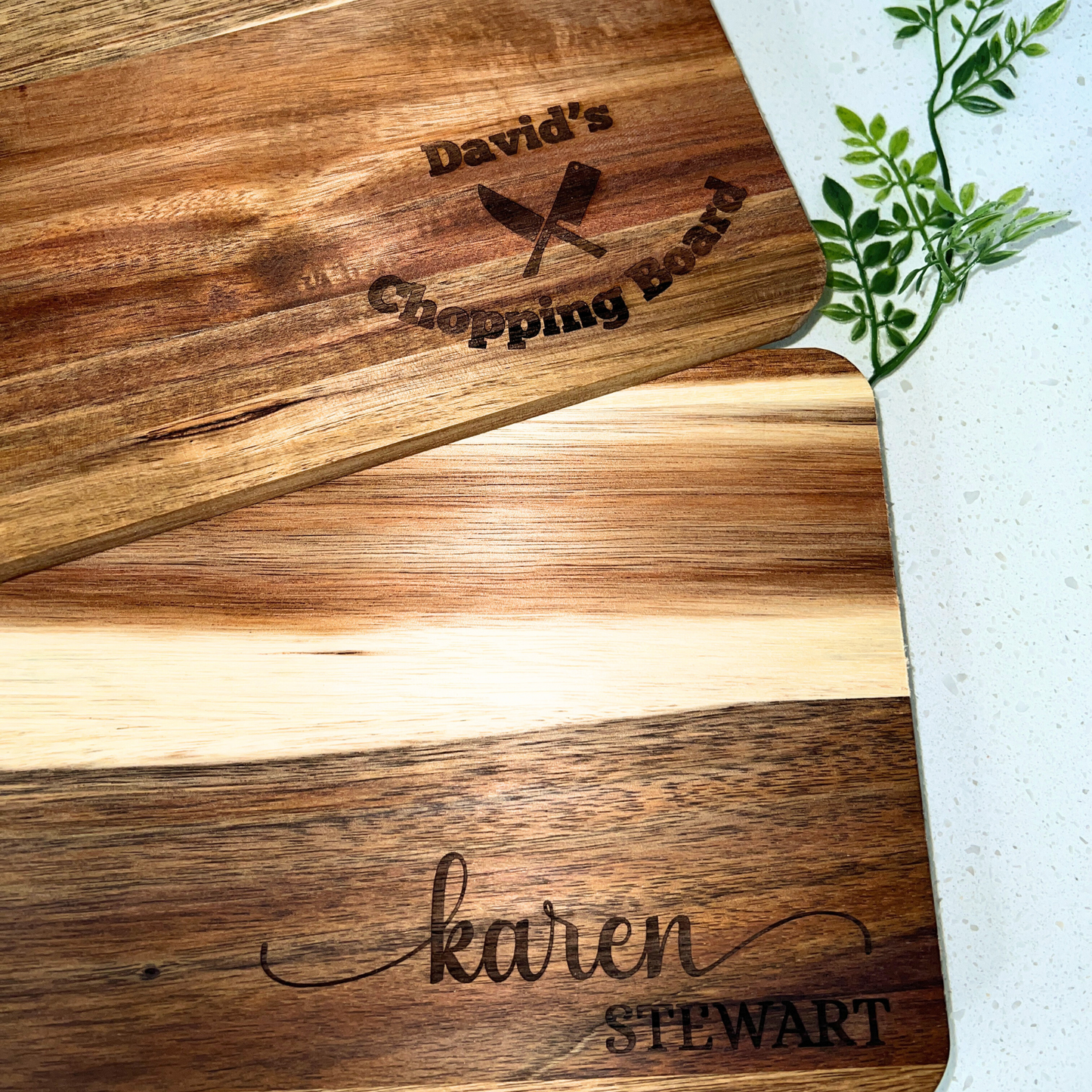 Engraved Cutting Board & Coaster Set
