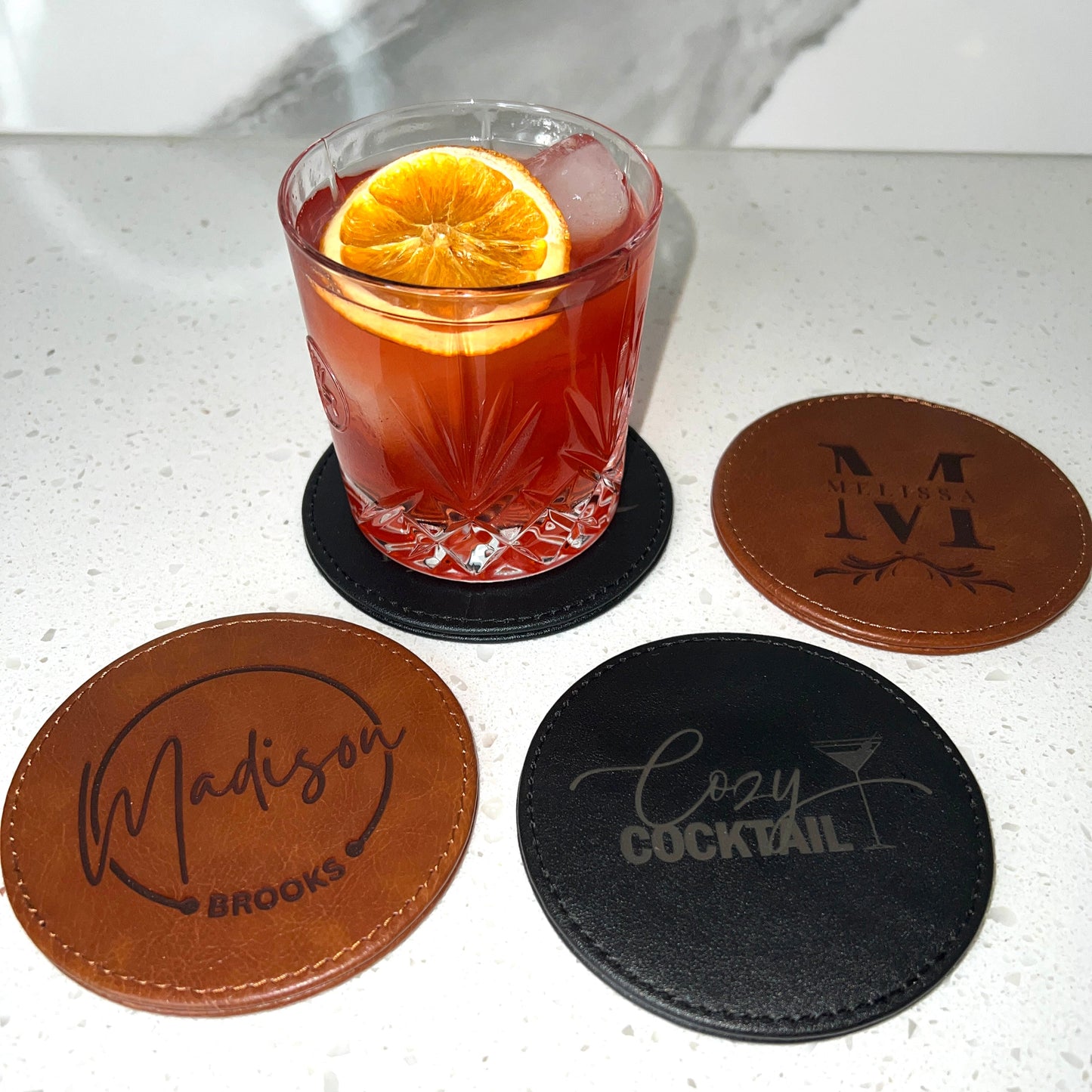 Engraved Leather Coasters