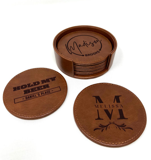 Engraved Leather Coasters