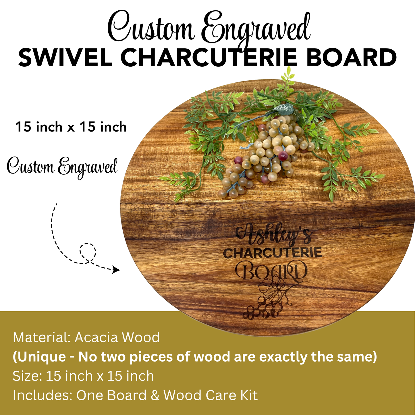 Engraved Swivel Charcuterie Board