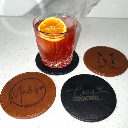 Engraved Leather Coasters