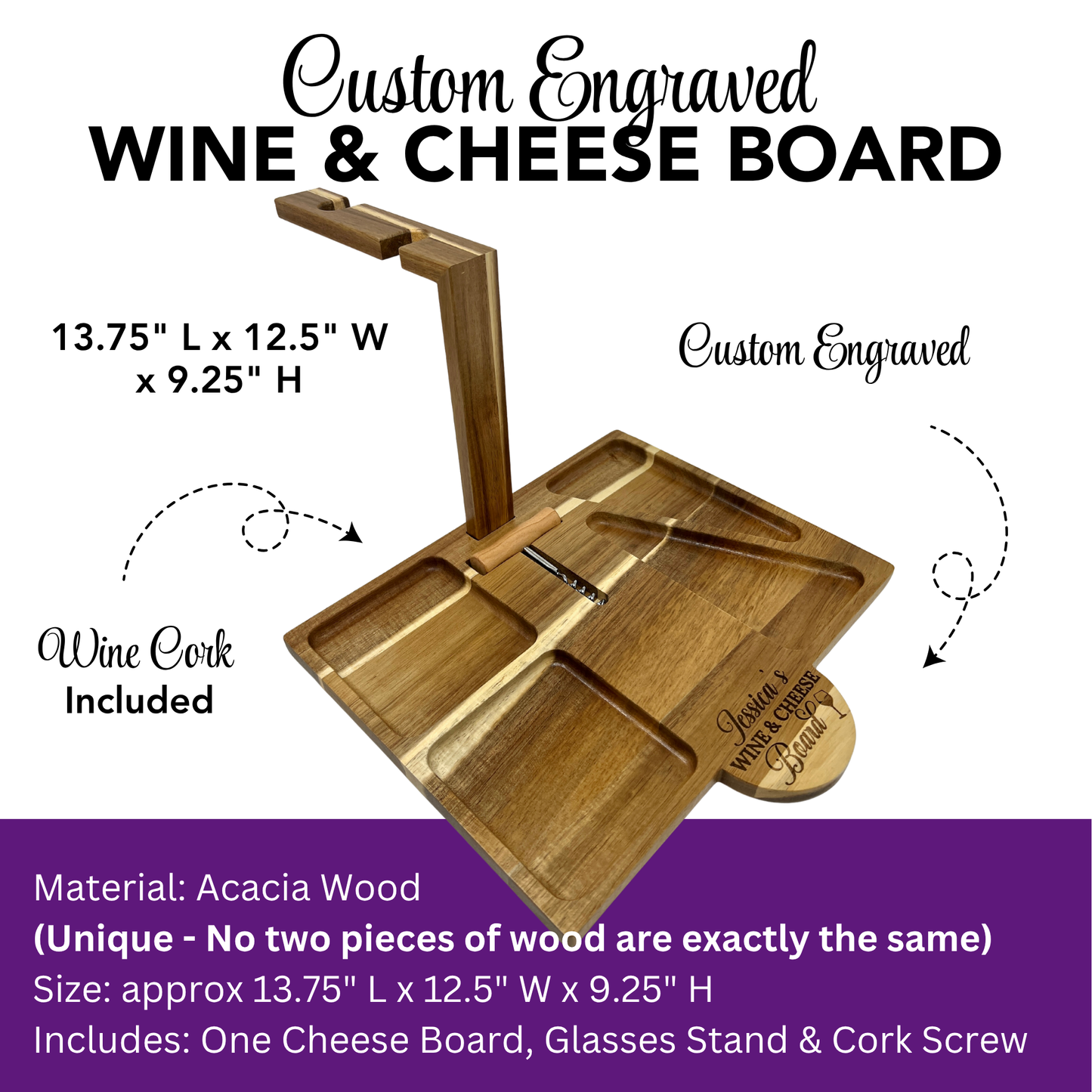 Engraved Wine & Cheese Board