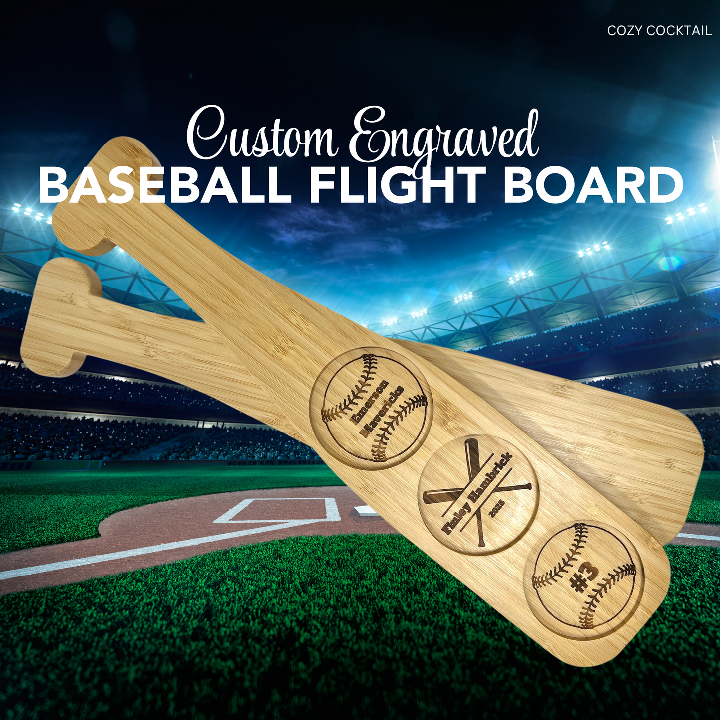 Baseball Beer Flight Board